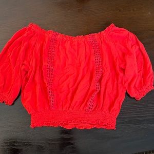 Off the shoulder cropped shirt